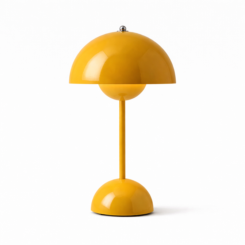 Lacquered Table Lamp With Geometric Form