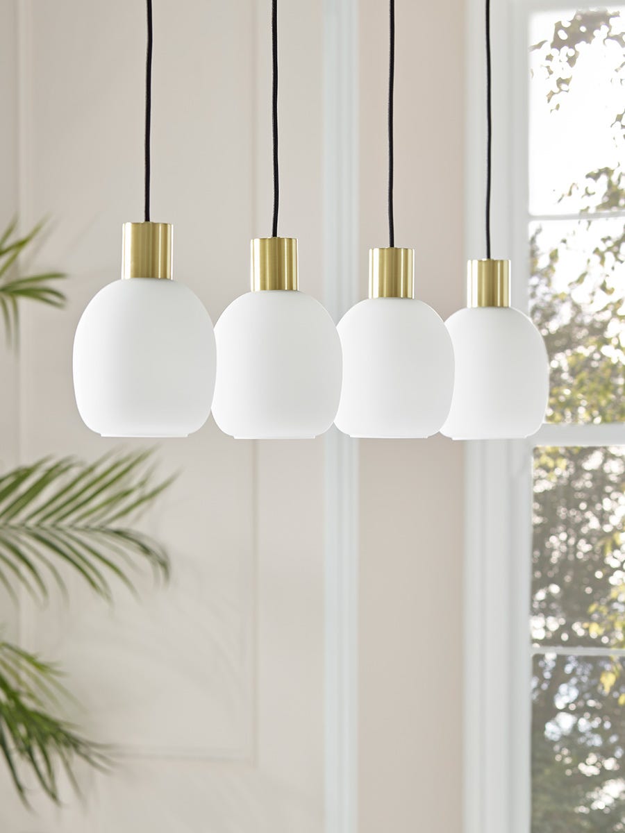 Four Pendant Lamps with Frosted Glass