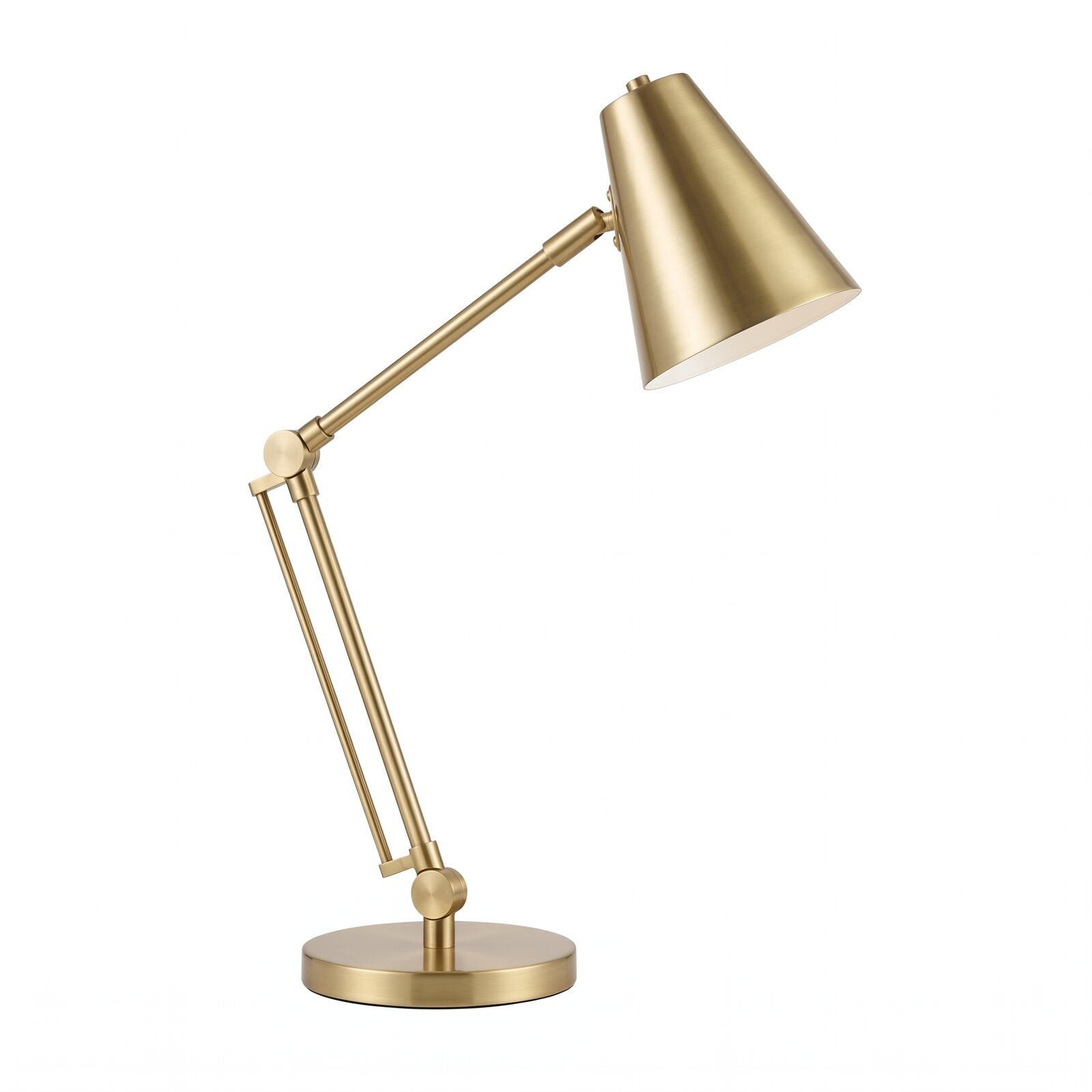 Mosiężna lampka nocna regulowana do czytania — zdjęcie produktowe na białym tle