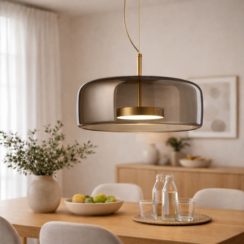 Glass Pendant Lamp With Gold Detail