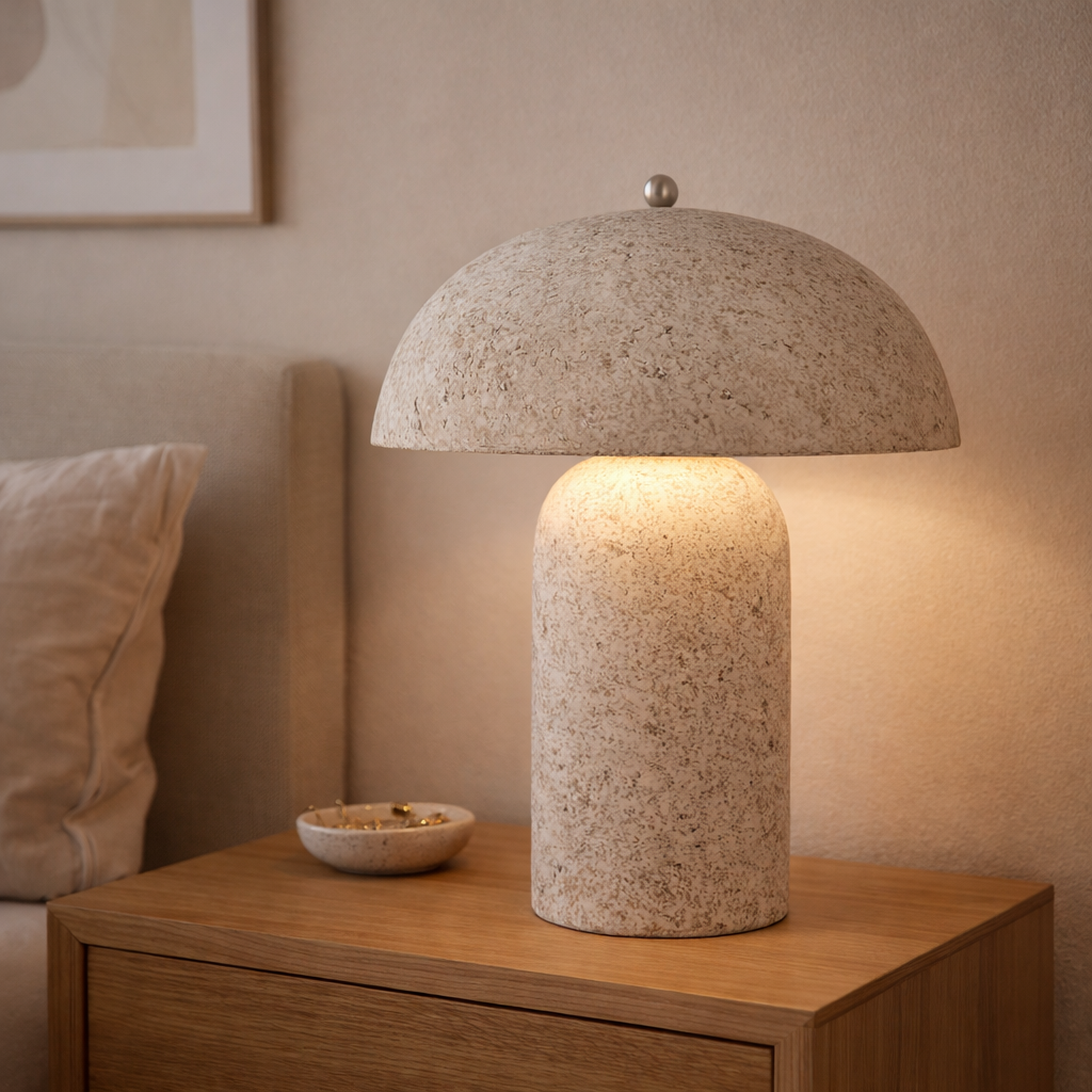 Gray Table Lamp With Natural Texture